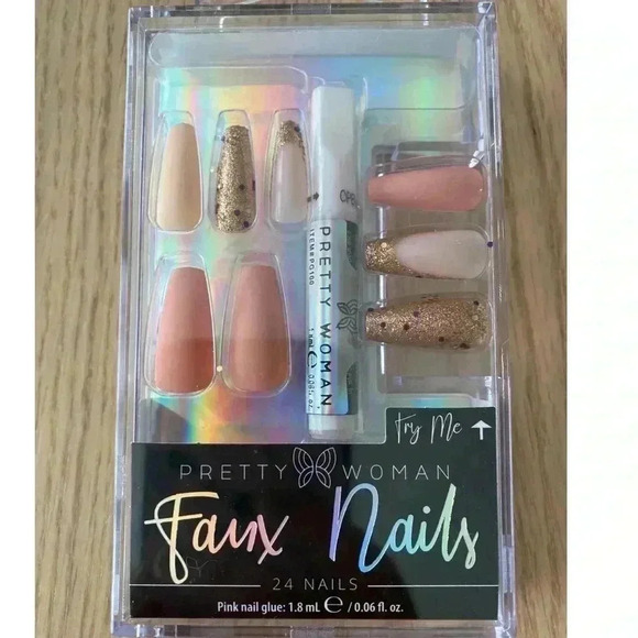 Other - 🆕 Pretty Woman Faux Nails Nude & Gold Tones🆕